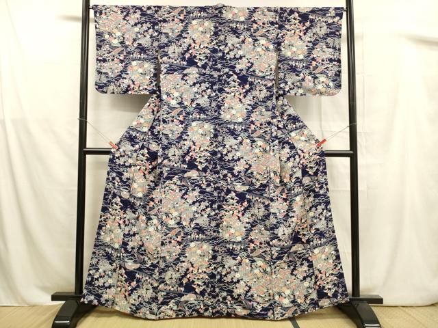 平和屋着物□上質な小紋 型染 風景草花文 正絹 逸品 DABB3010cm - メルカリ