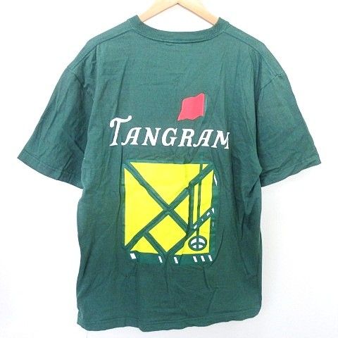 タングラム TANGRAM バックプリント Tシャツ 半袖 L 緑 グリーン A0107