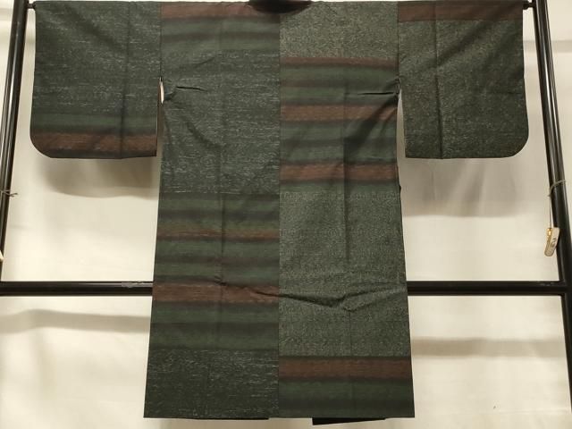 平和屋着物＃本場大島紬 道中着 横段霞文 ロング丈 正絹 逸品