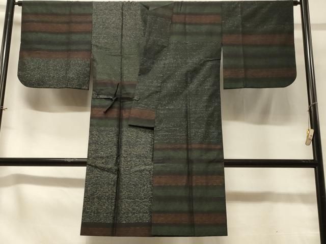 平和屋着物＃本場大島紬 道中着 横段霞文 ロング丈 正絹 逸品