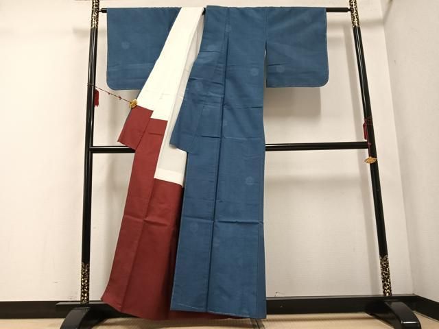 平和屋着物▽結城紬 80亀甲 亀甲文 正絹 逸品 未使用 AABE8124ph