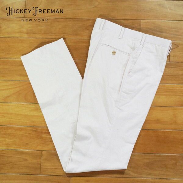 80%OFF ヒッキーフリーマン Hickey Freeman パンツ 82 MPT 3038 Lサイズ ラベンダー スラックス コットン×ナイロン ストライプ柄 ビジネス カジュアル 日本製 春夏 922-55 F