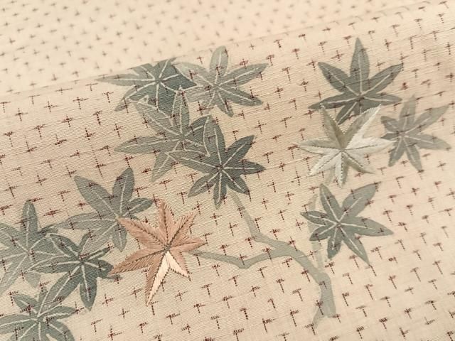 平和屋着物▽訪問着 友禅 紬地 刺繍 草花文 正絹 逸品 AABE8135ph