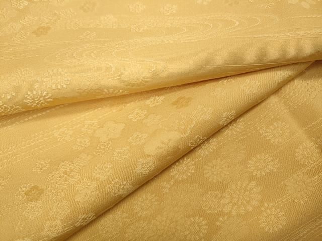 平和屋着物▽上質な色無地 流水舞花地紋 萱草色 高島屋扱い 正絹 逸品