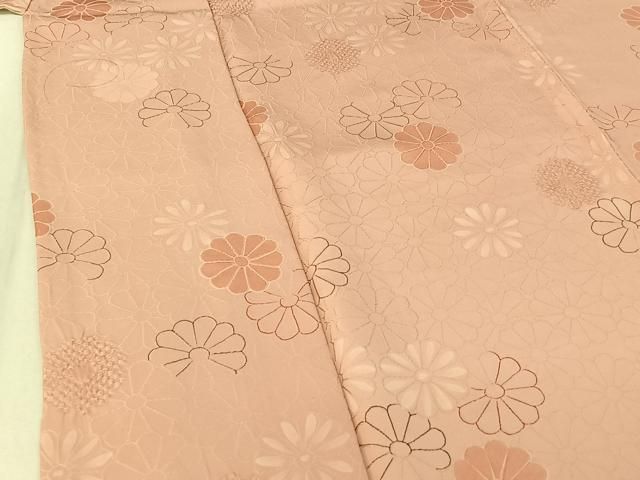 平和屋着物▽上質な小紋 単衣 地紋起こし 菊 正絹 逸品 AABE9285jh