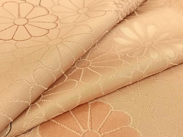 平和屋着物▽上質な小紋 単衣 地紋起こし 菊 正絹 逸品 AABE9285jh