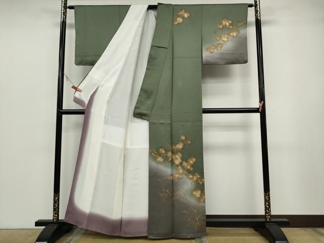 平和屋着物▽訪問着 枝花薄文 暈し染め 金彩 正絹 逸品 CABB6227ut