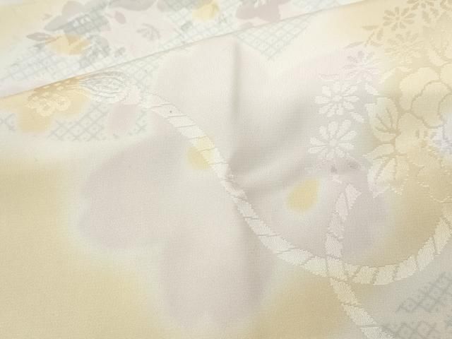 平和屋着物▽振袖用長襦袢 袷 舞花鞠文 暈し染め 半衿刺繍 正絹 逸品