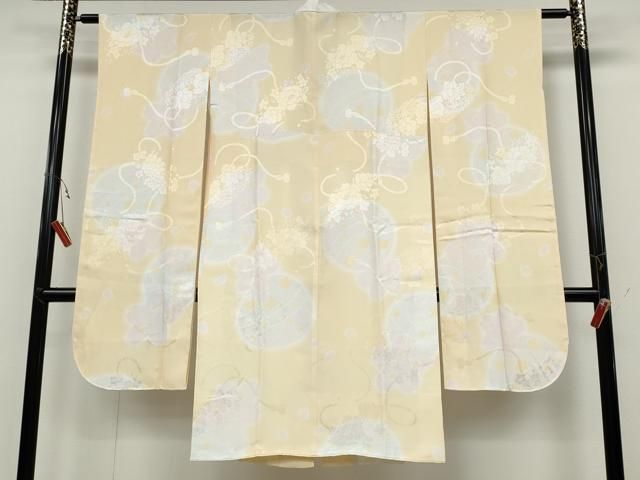 平和屋着物▽振袖用長襦袢 袷 舞花鞠文 暈し染め 半衿刺繍 正絹 逸品