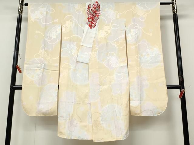 平和屋着物▽振袖用長襦袢 袷 舞花鞠文 暈し染め 半衿刺繍 正絹 逸品