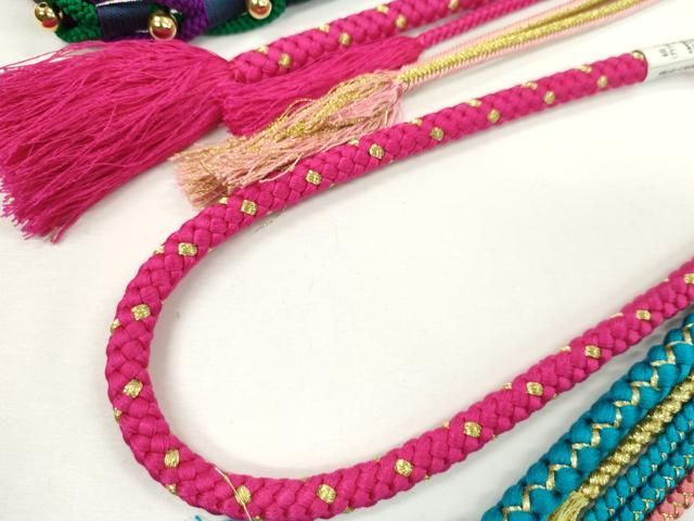 平和屋着物▽和装小物 帯締め3本セット 振袖用 飾り付き パール 金糸