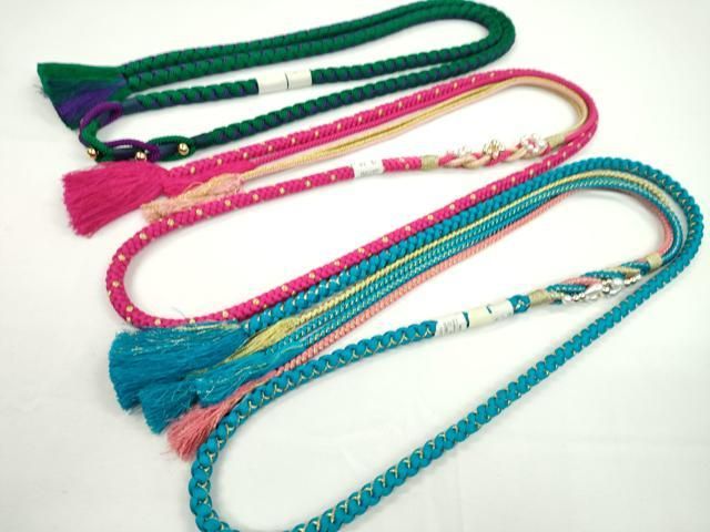 平和屋着物▽和装小物 帯締め3本セット 振袖用 飾り付き パール 金糸