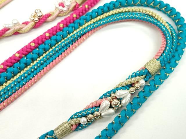 平和屋着物▽和装小物 帯締め3本セット 振袖用 飾り付き パール 金糸