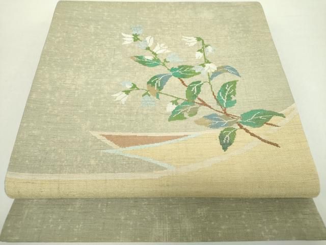 平和屋着物▽太鼓柄袋帯 紬地 草花文 正絹 逸品 DABA1868ps - メルカリ