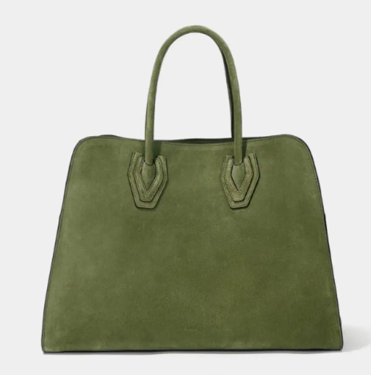 ハンソン タイム Starship Square スタシ スウェード バッグ M レイ カーキ -未着用 -