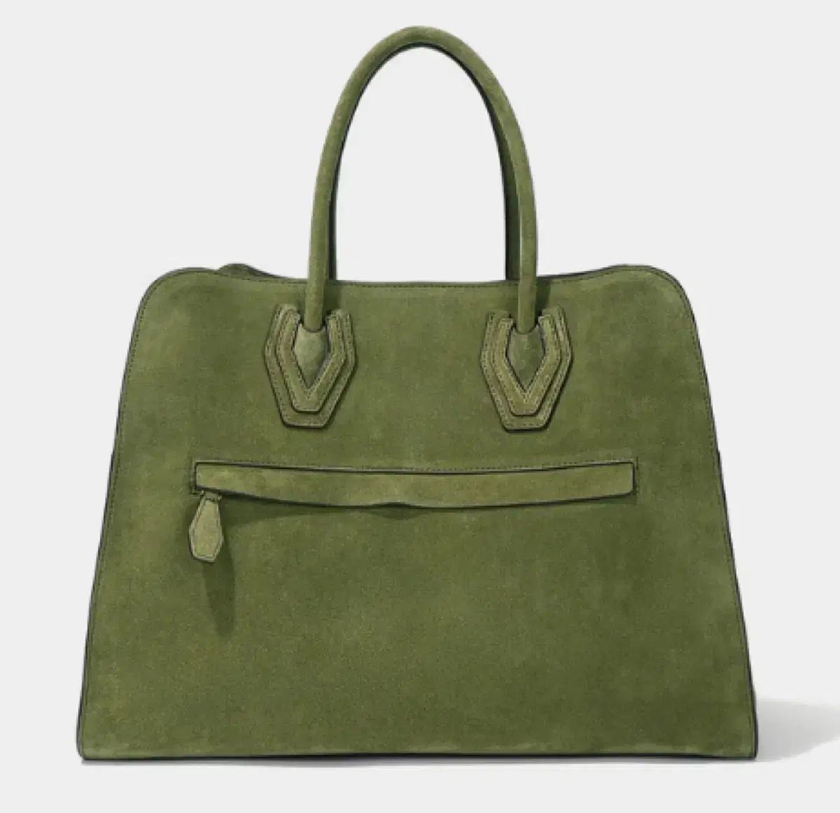 ハンソン タイム Starship Square スタシ スウェード バッグ M レイ カーキ -未着用 -