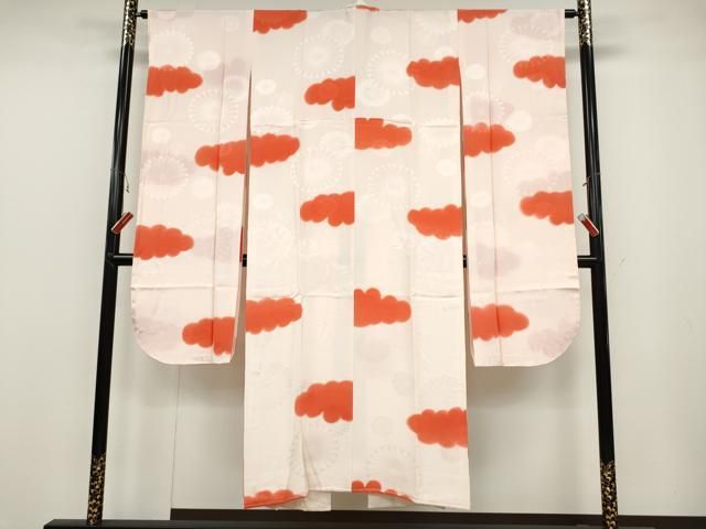 平和屋着物▽振袖用長襦袢 袷 雲取り文 暈し染め 正絹 逸品 CABB6327ut