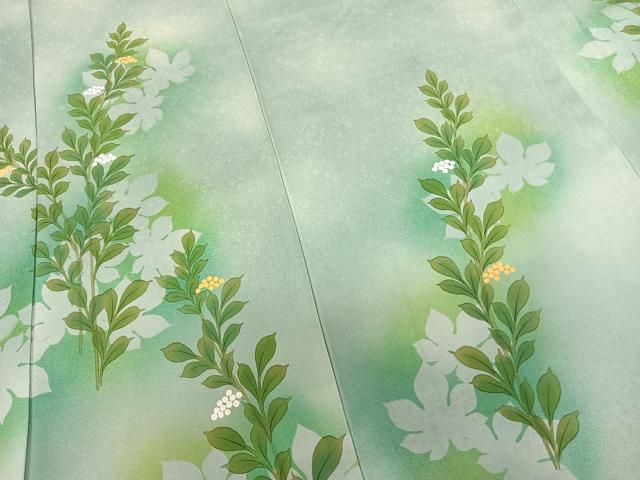 平和屋着物▽訪問着 手描き 草花文 暈し染め 正絹 逸品 AABE5836fy