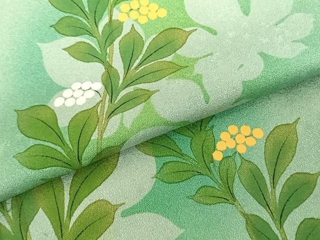 平和屋着物▽訪問着 手描き 草花文 暈し染め 正絹 逸品 AABE5836fy