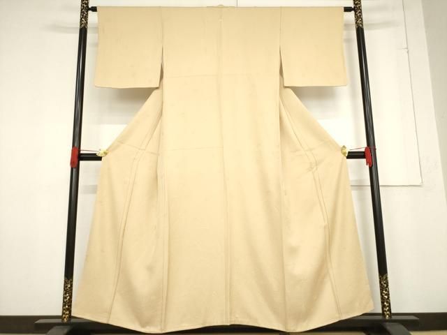 平和屋着物▽上質な色無地 舞花地紋 薄香色 正絹 逸品 AABF0945ck