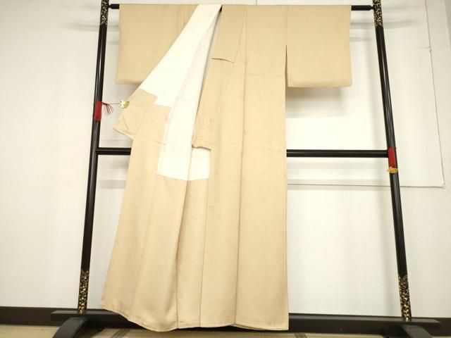 平和屋着物▽上質な色無地 舞花地紋 薄香色 正絹 逸品 AABF0945ck