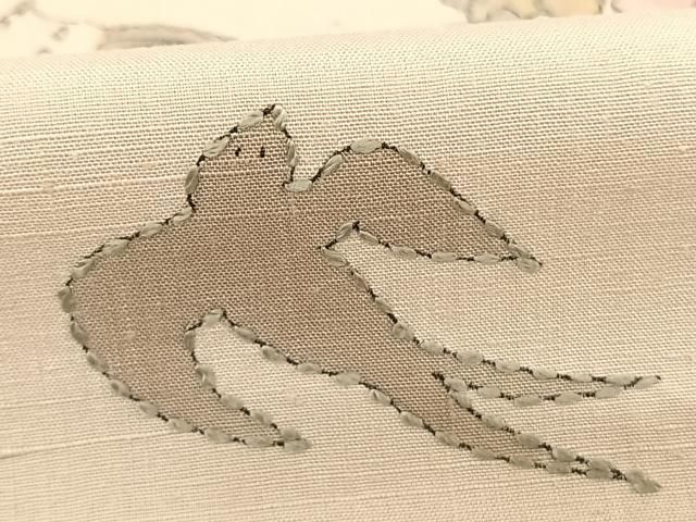 平和屋着物▽訪問着 紬地 手描き 風景花鳥文 燕 暈し染め 正絹 逸品