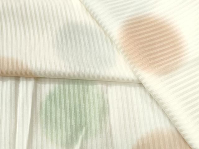 平和屋着物▽長襦袢 無双仕立て 縞地紋 丸文 暈し染め 正絹 逸品