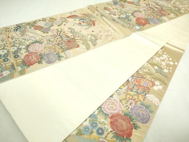 平和屋本店▽西陣 長嶋成織物 ながしま帯 六通柄袋帯 唐織 桃山絢爛華