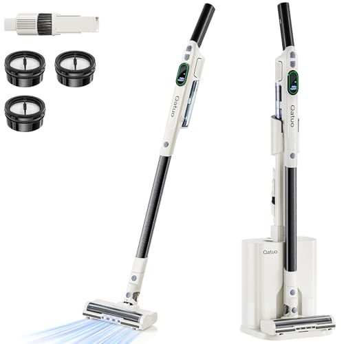 掃除機 コードレス 55000 Pa 2025新登場 自動ゴミ収集 置くだけ充電 スタンド 3 in 1ドック付き Qatuo コードレス掃除機 強力吸引 バッテリー着脱式 自立式ヘッド LEDライト付 サイクロン スティッククリーナー 紙パッ 95 b 060 a 9