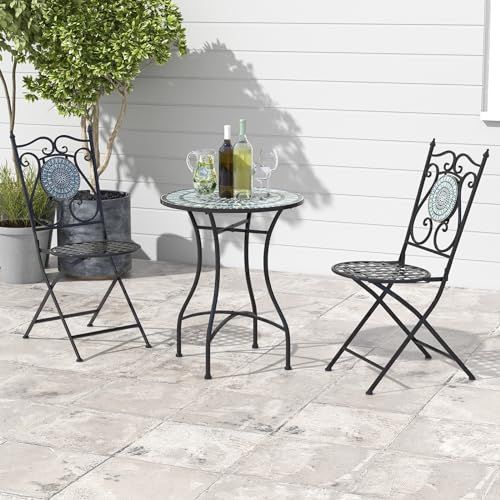 モザイク調 ガーデンテーブル アウトドア モザイクタイル 丸テーブル 庭 パティオ テラス ベランダ バルコニーおしゃれ ガーデンファニチャー 設置簡単 品番11249 テーブル m b 10 a 3 c