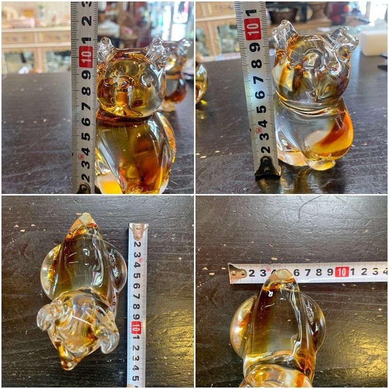 レトロ MultiGlass マルティグラス 犬 2匹セット 10cm ガラス 置物