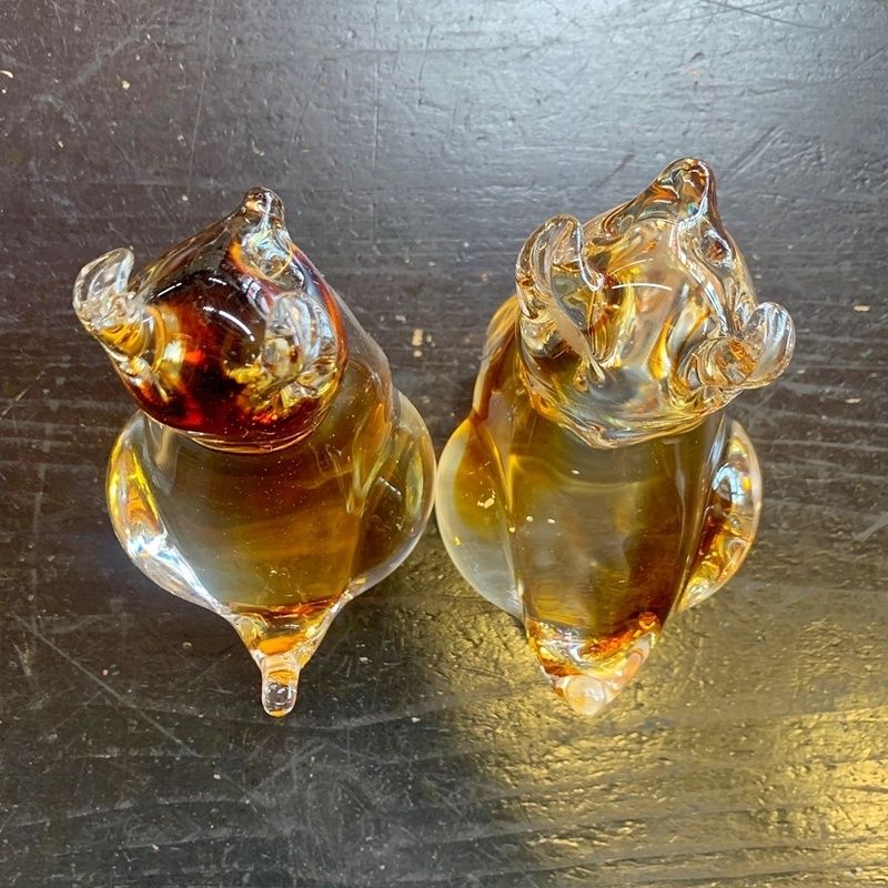 レトロ MultiGlass マルティグラス 犬 2匹セット 10cm ガラス 置物