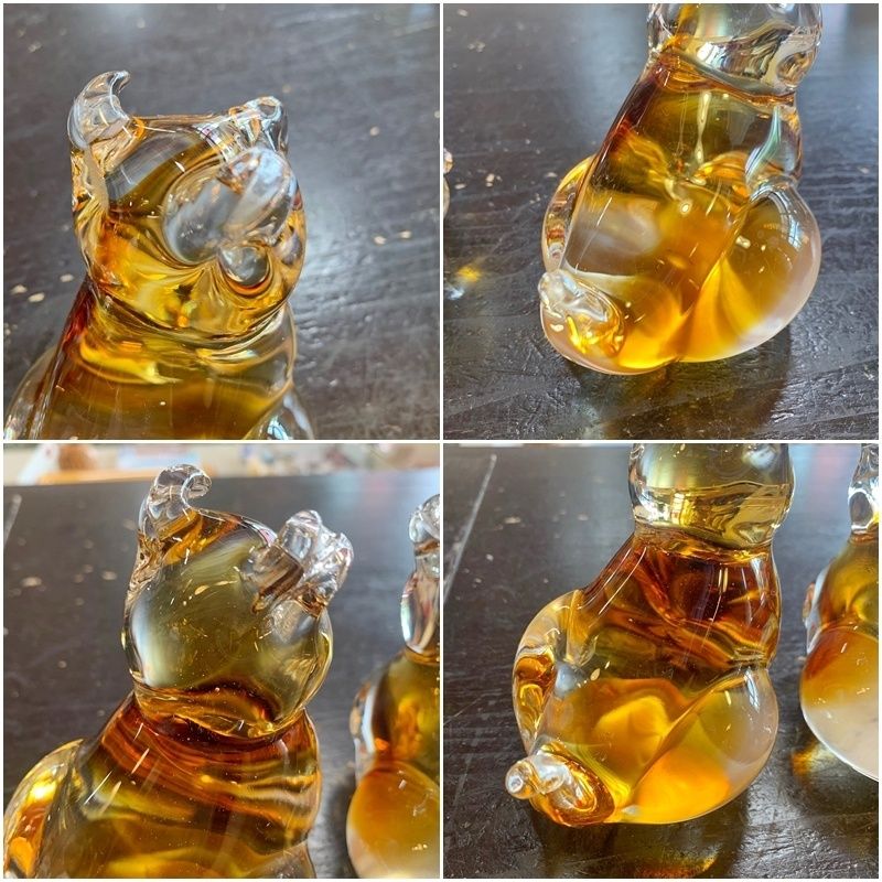 レトロ MultiGlass マルティグラス 犬 2匹セット 10cm ガラス 置物