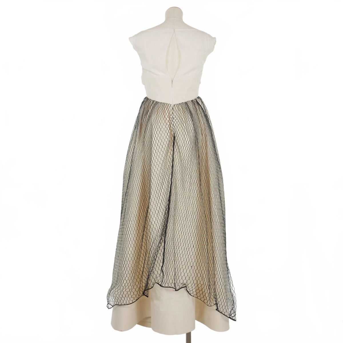 メゾンマルジェラ Maison Margiela 22 SS メッシュチュール エンパイアドレス ロングワンピース 40 白 ホワイト 正規
