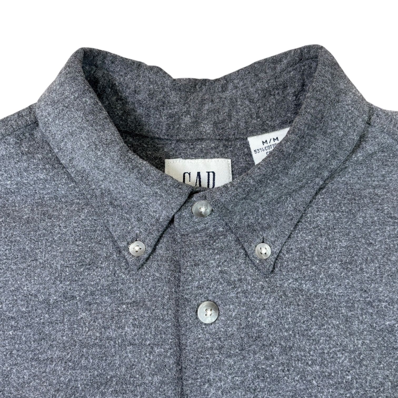 90s OLDGAPオールドギャップ フランネル長袖シャツ無地Mチャコールグレー GAP（ギャップ） シャツ オーガニックコットン フランネルシャツ