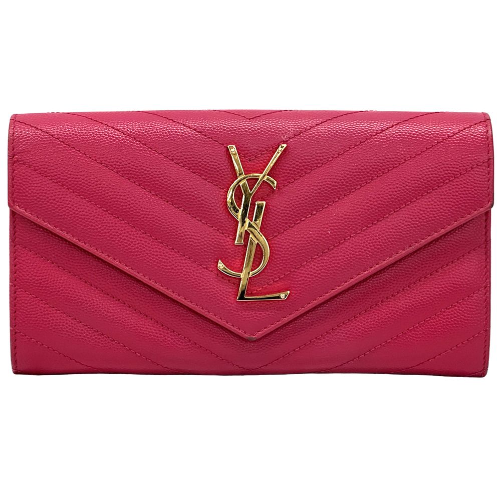 【✨美品✨】 サンローラン カサンドラ キルティング 長財布 ピンク 付属品完備 サンローラン SAINT LAURENT 財布 レディース ブランド カサンドラ 長