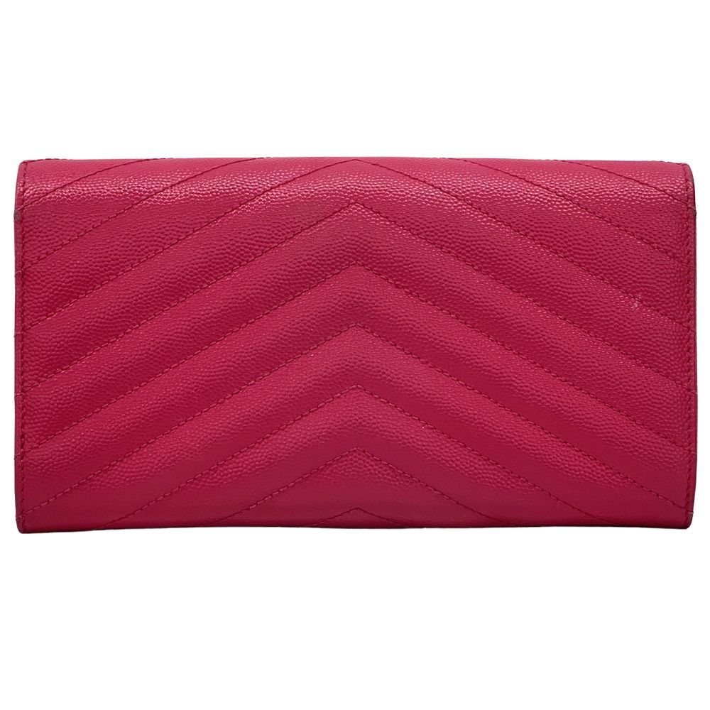 SAINT LAURENT サンローラン 長財布 カサンドラ レザー ピンク SAINT LAURENT 【中古】 LAURENT サンローラン ラウンドファスナー長