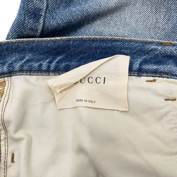 ○ グッチ GUCCI ジーンズ デニム エンブロイダリー ハートを貫く蛇