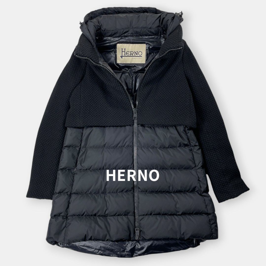 HERNO ヘルノ 20AW ウール ナイロン 異素材 切り替え ハイブリッド