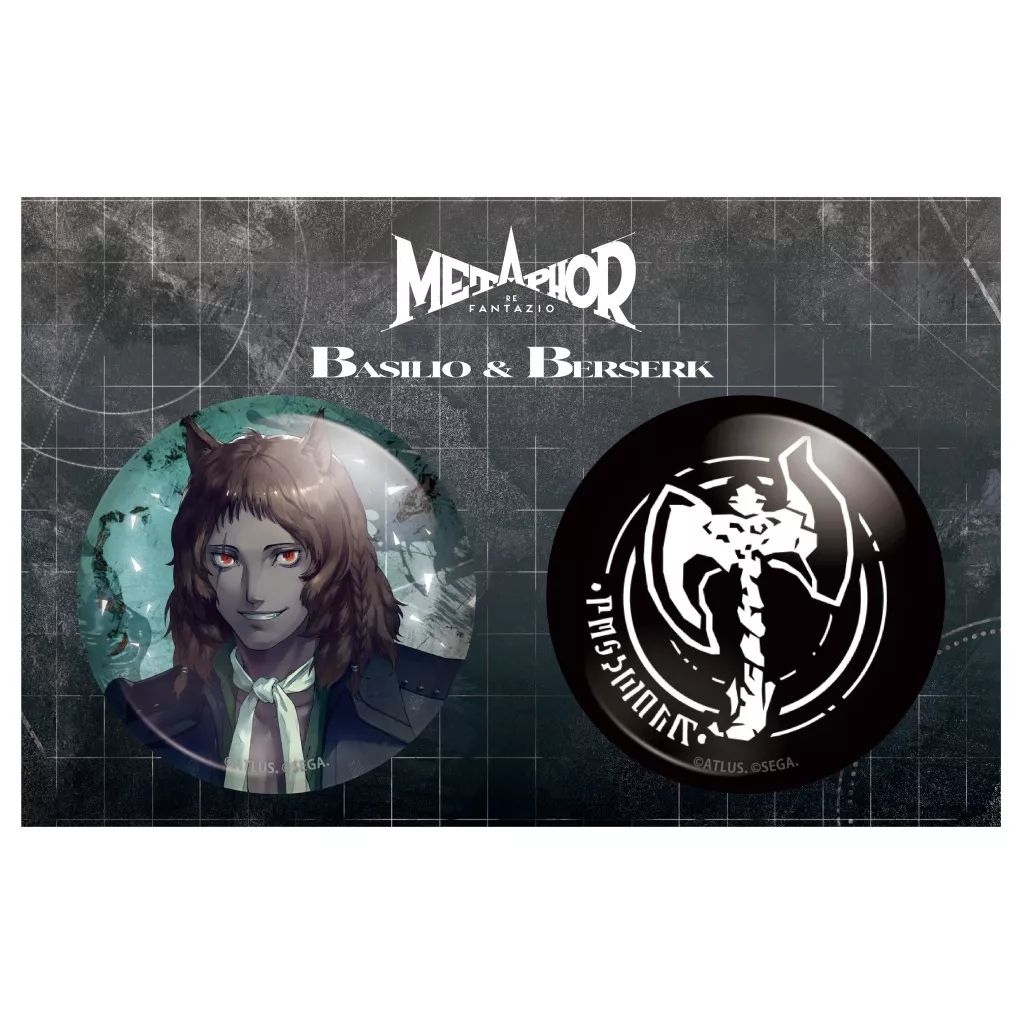 中古】バッジ・ビンズ バジリオ＆ベルセルク 缶バッジセット