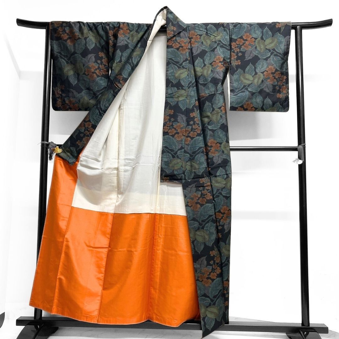 大島紬 小紋 泥染 金木犀 花模様 リーフ模様 着物 012b p ms - メルカリ