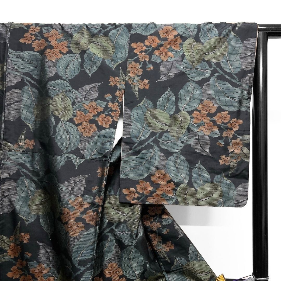 大島紬 小紋 泥染 金木犀 花模様 リーフ模様 着物 012b p ms - メルカリ