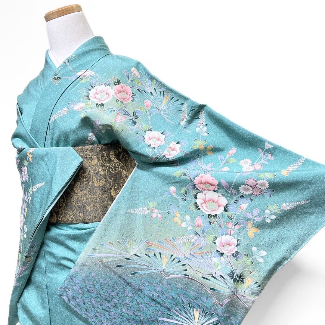 京加賀友禅 訪問着 紋無し 松 菊花 萩 花模様 着物 012b p ms - メルカリ