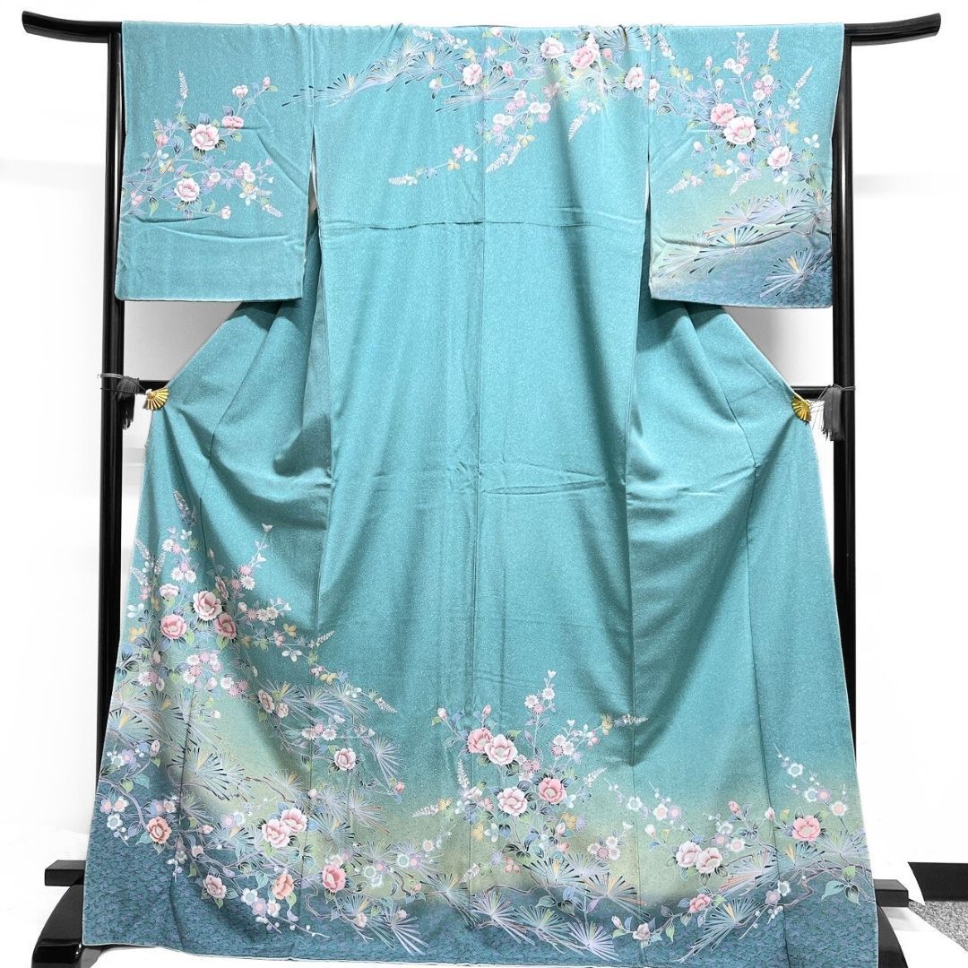 京加賀友禅 訪問着 紋無し 松 菊花 萩 花模様 着物 012b p ms - メルカリ