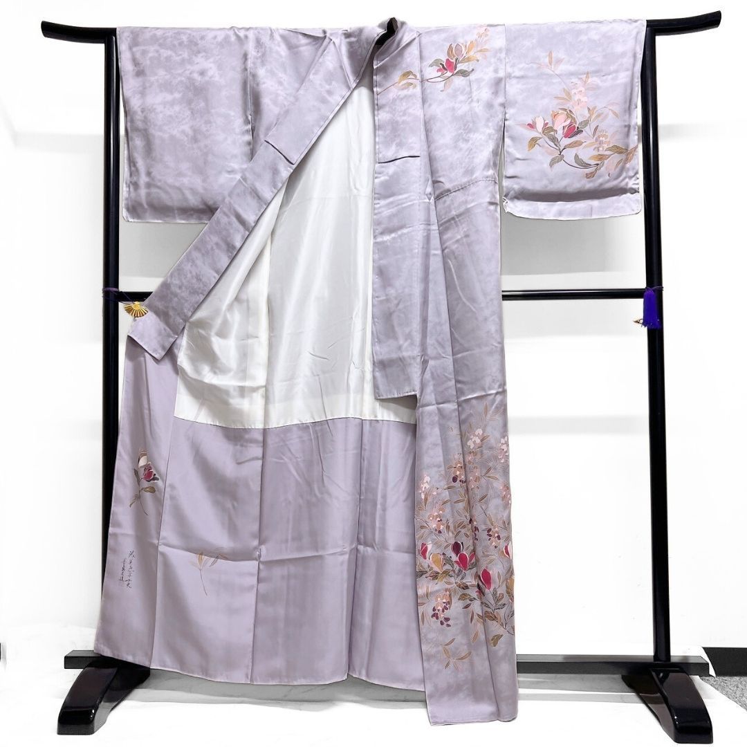未着用　作家もの　付け下げ　花模様　リーフ模様　着物　012b p ms 未着用 作家もの 付け下げ 花模様 リーフ模様 着物 012b p ms 【公式通販】