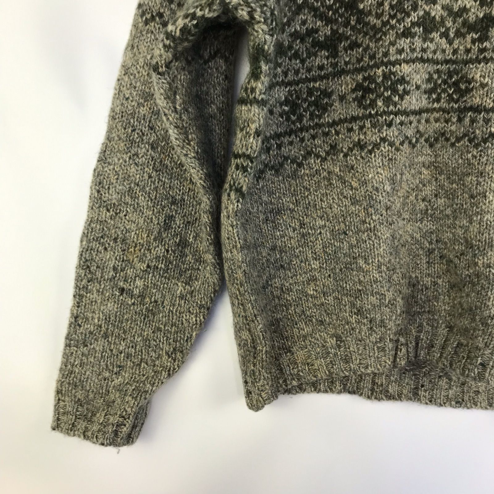 90s L.L.Bean ノルディック柄ウールニットセーター メンズ M グリーン 