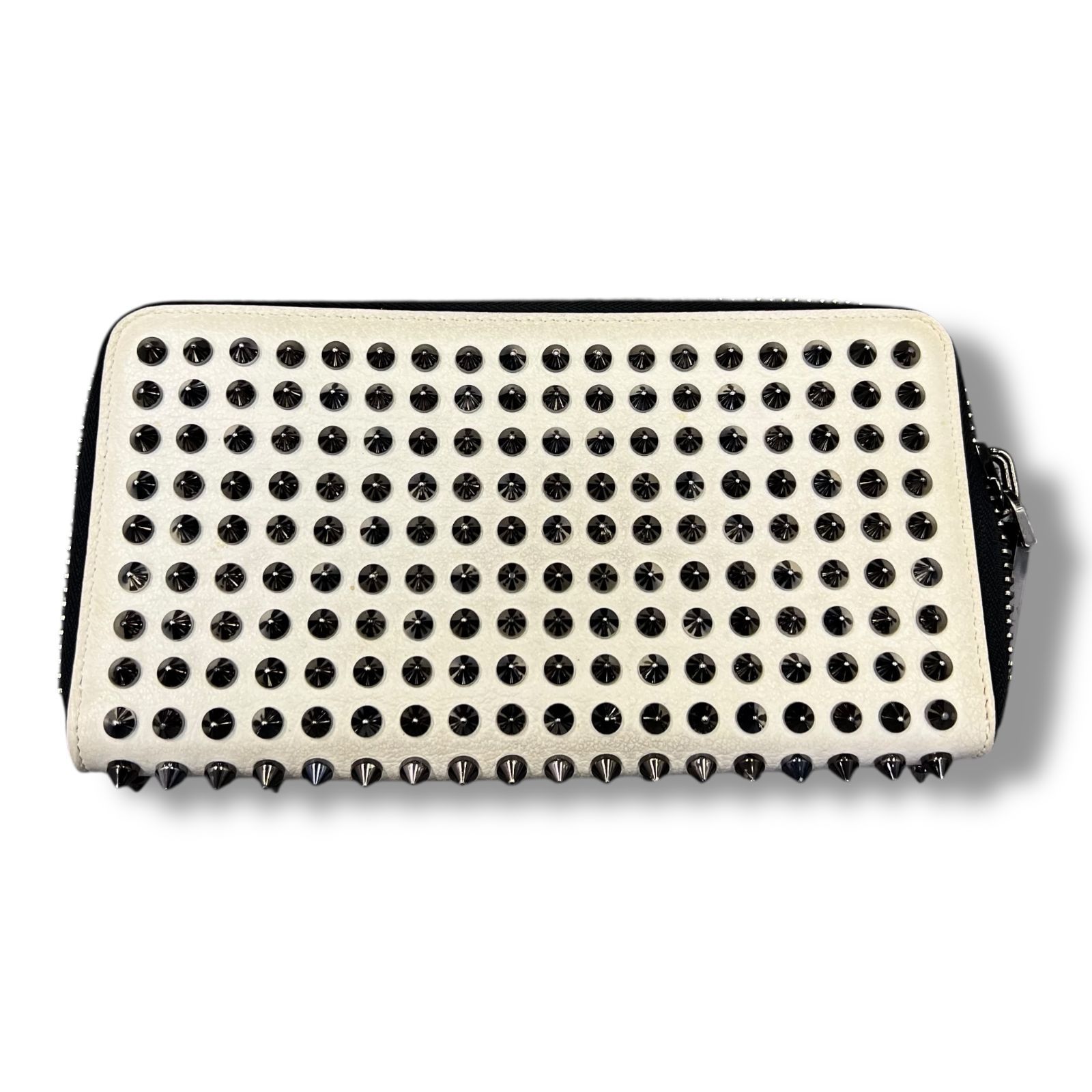 ✨人気✨ ルブタン 長財布　パネトーネ ラウンドジップ　ホワイト　レザー 美品】 クリスチャンルブタン 長財布 パネトーネ ラウンド レザー