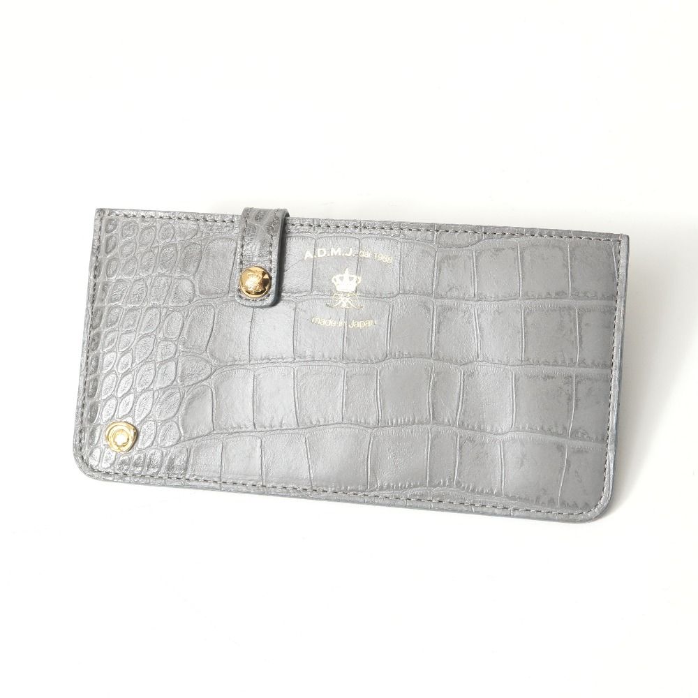 ADMJアクセソワ エーディーエムジェイ クロコ型押し スリムウォレット 長財布 レザー エンブレムロゴ ブランド古着 |RA 7092