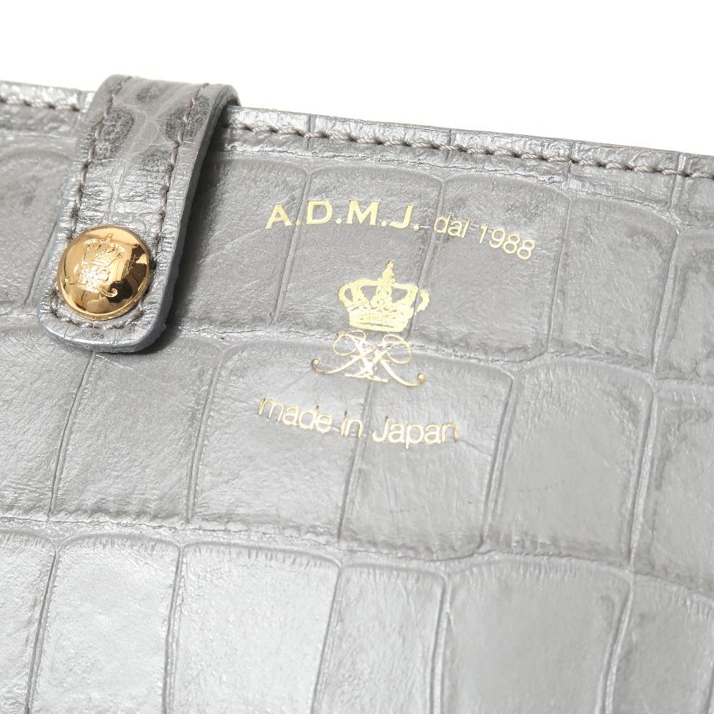 ADMJアクセソワ エーディーエムジェイ クロコ型押し スリムウォレット 長財布 レザー エンブレムロゴ ブランド古着【中古】20260112/RA7092 ADMJアクセソワ エーディーエムジェイ クロコ型押し スリムウォレット