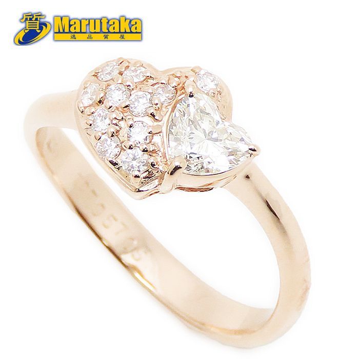 ハート モチーフ ダイヤモンド リング 12号 3.7g ハートダイヤ 0.40ct 